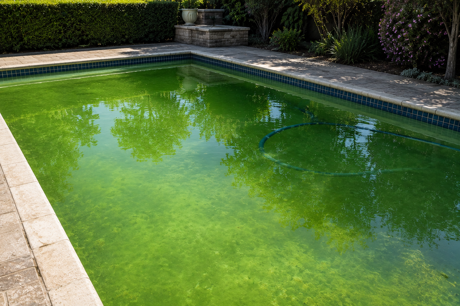 Green Algae-Tinted Backyard Pool