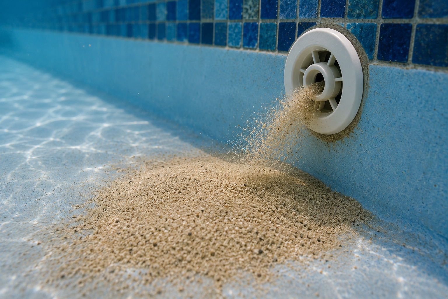 Pool Jet Streaming Sand Underwater