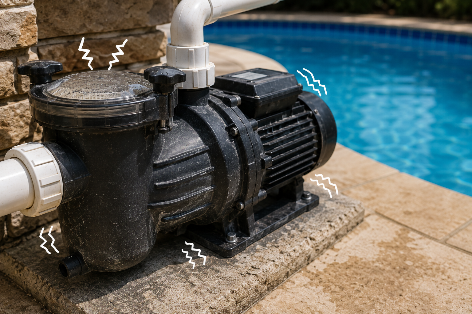 Pool pump by the blue pool